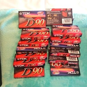 TDK D90 Cassette Tapes - Red and Black New 14 Piece Bundle